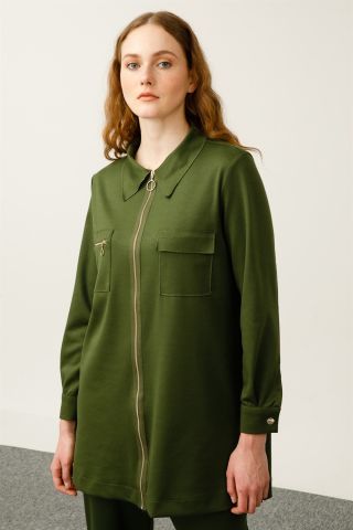Ghisa Top Pocket Tunic Pants Set GREEN