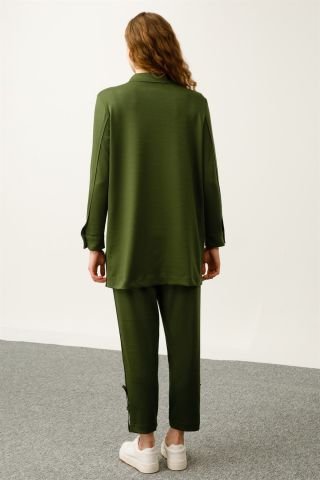 Ghisa Top Pocket Tunic Pants Set GREEN