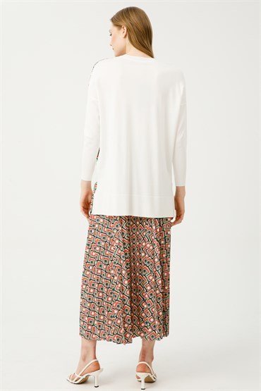 Knitwear Tunic Skirt Set GREEN CHECKED