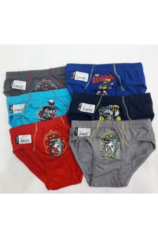 Boy 6 Pack Elastane Printed Briefs 0138