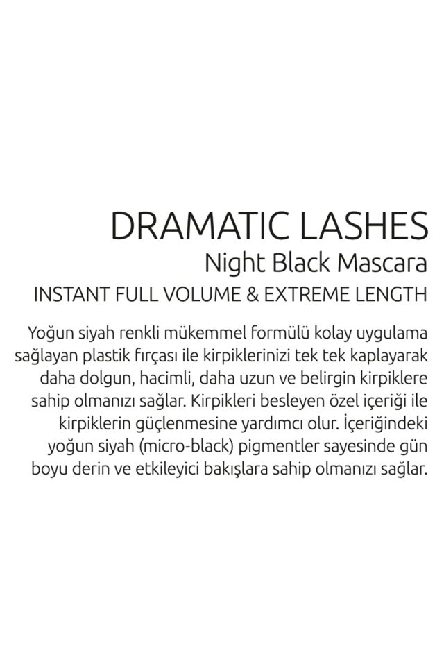 Uzun Süre Kalıcı Siyah Maskara - Dramatic Lashes Night Black Maskara