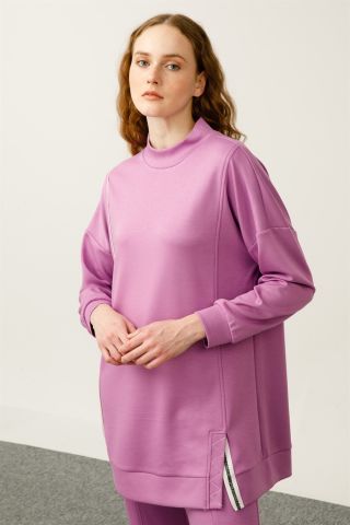 Ghisa Low Sleeve Tunic Trousers Set Lilac