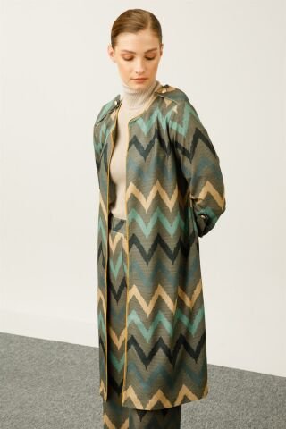 Ghisa Shoulders Epaulette Jacket Pants Set GREEN ZIGZAGLI