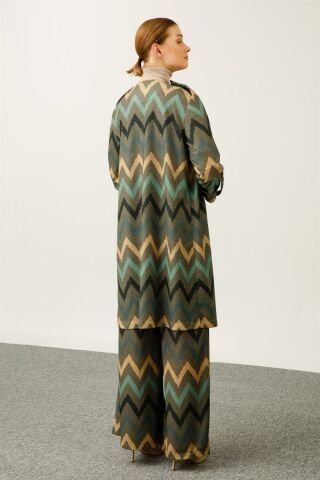 Ghisa Shoulders Epaulette Jacket Pants Set GREEN ZIGZAGLI