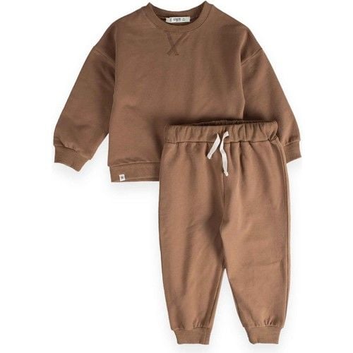 Basic Karyoka Detaylı Sweatshirt Takım 3-8 Yaş Kahve