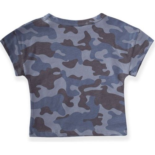 Low Shoulder Basic T-Shirt Ages 1-8 Blue Camouflage