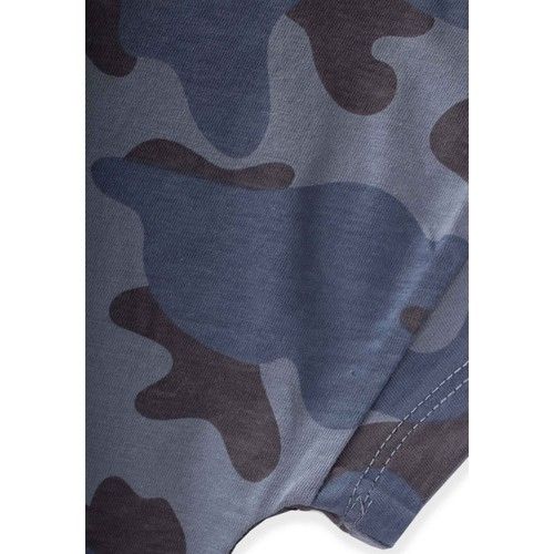 Low Shoulder Basic T-Shirt Ages 1-8 Blue Camouflage