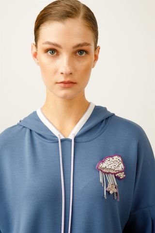 Ghisa Kapşonlu Tunik Pantolon Takımı İNDİGO