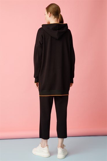 Kapşonlu Tunik Pantolon Takımı SİYAH