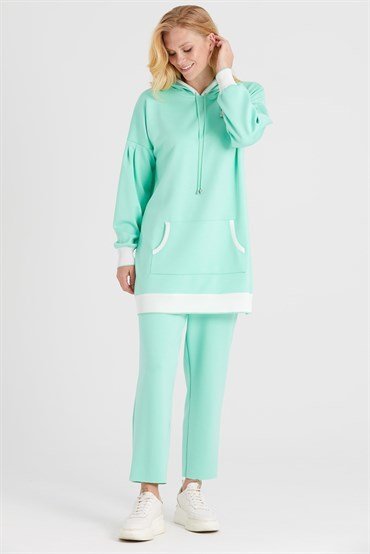 Kapşonlu Tunik Pantolon Takımı MİNT