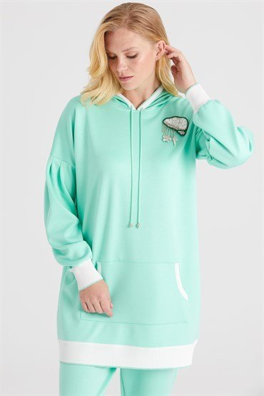 Kapşonlu Tunik Pantolon Takımı MİNT