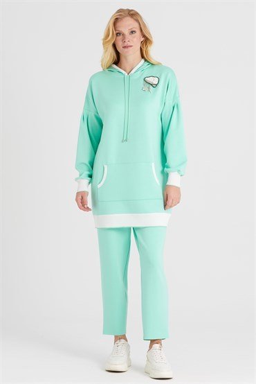 Kapşonlu Tunik Pantolon Takımı MİNT