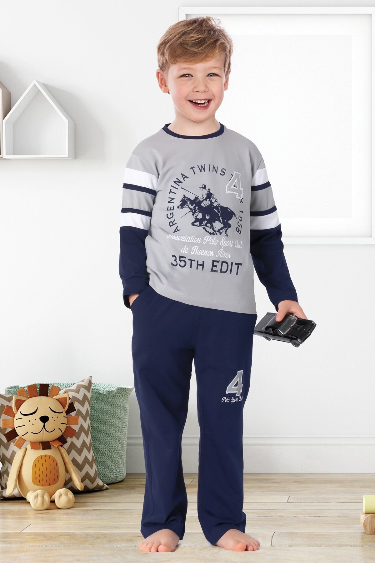 Erkek Çocuk Gri Pijama Takımı