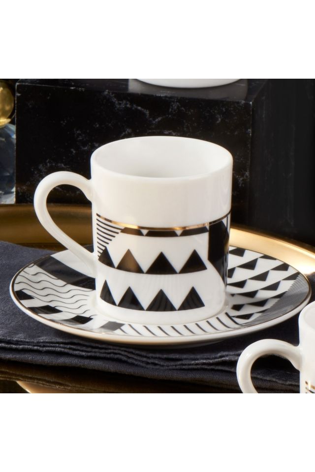 Camelia 12 Pieces 6 Person Bone Turkish Coffee Cup Set - 2501