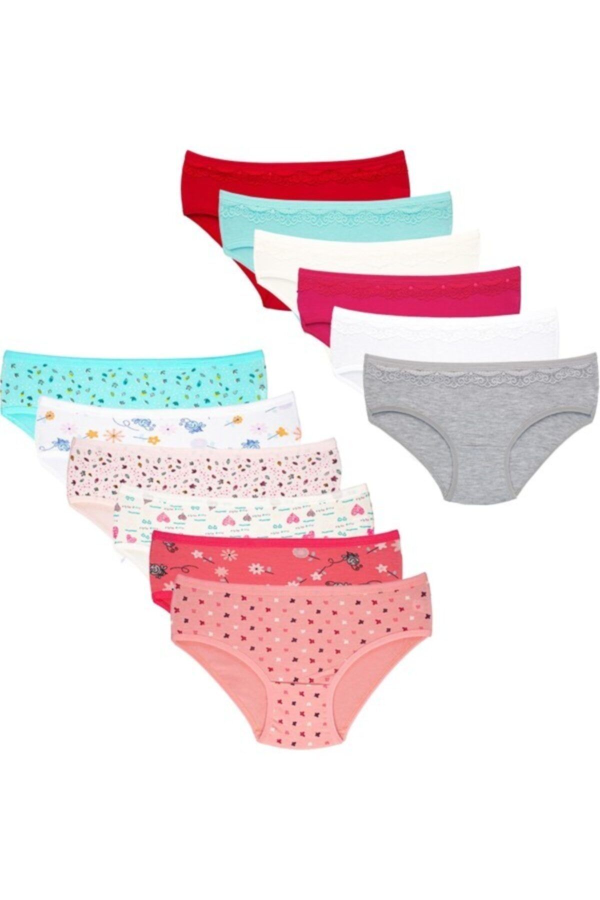 Dondeza 12 Piece Cotton Combed Cotton Girls' Bikini Briefs