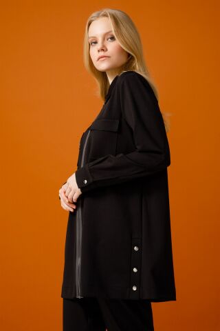 Ghisa Top Pocket Tunic Pants Set BLACK