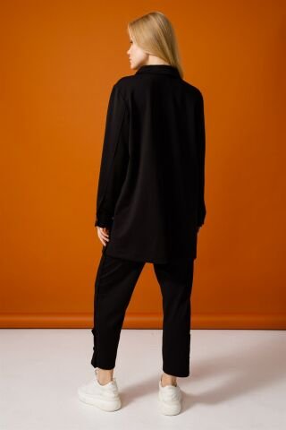 Ghisa Top Pocket Tunic Pants Set BLACK