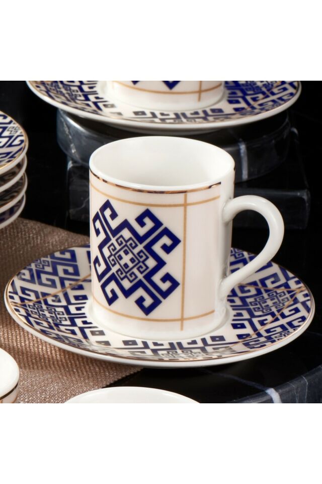 Athens 12 Pieces 6 Person Bone Turkish Coffee Cup Set - 2492