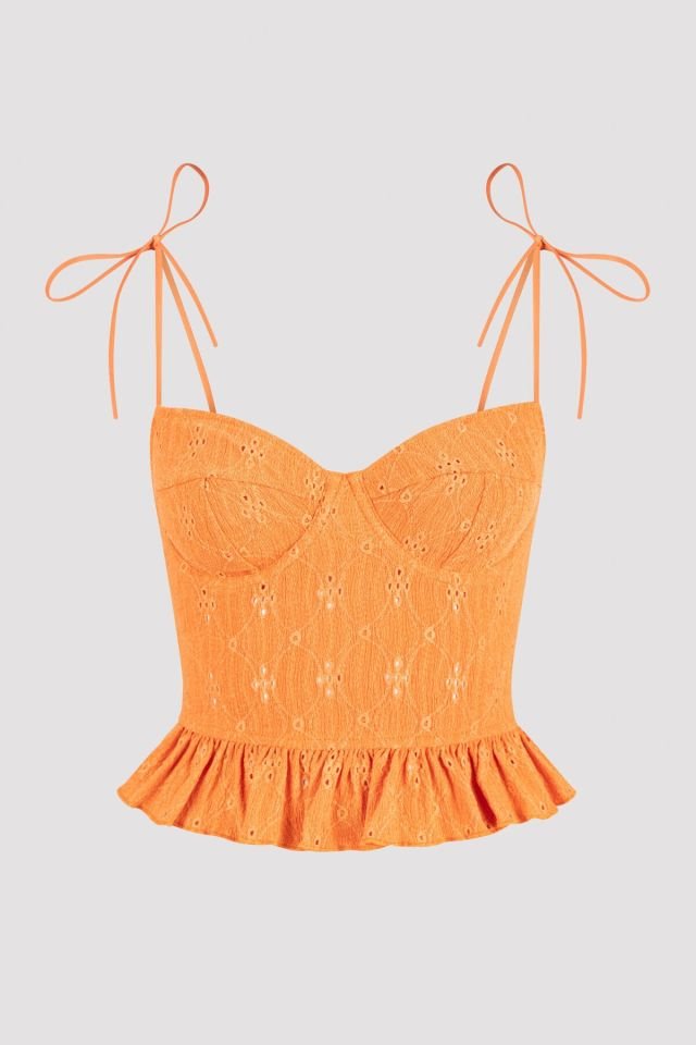 Orange Frill Croplet Ruffle Bustier