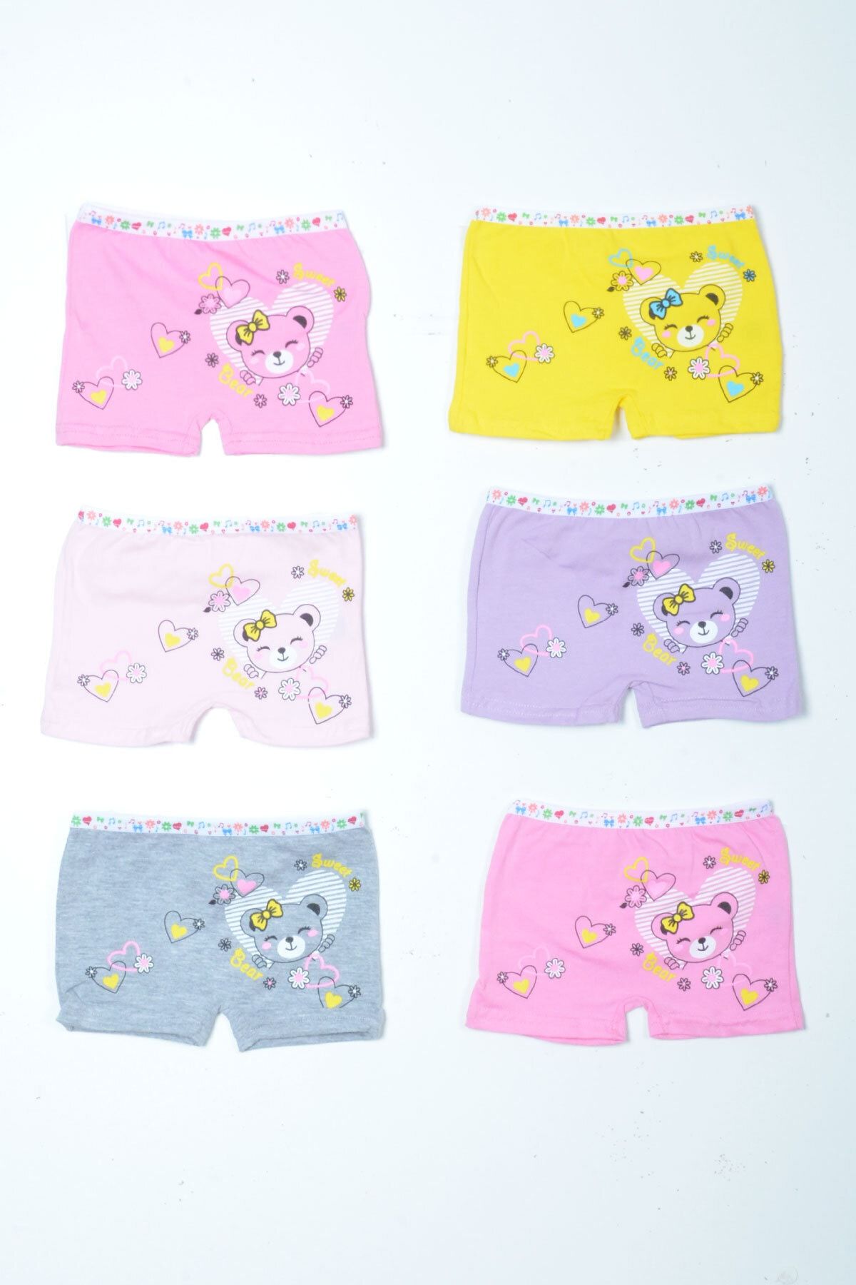 Kız Çocuk Boxer Sarı Külot 0181 6'lı Paket