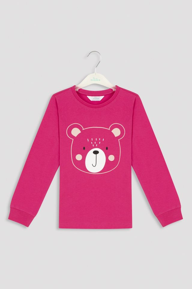 Çok Renkli Kız Çocuk Cosy Bear 2li Pijama Takımı