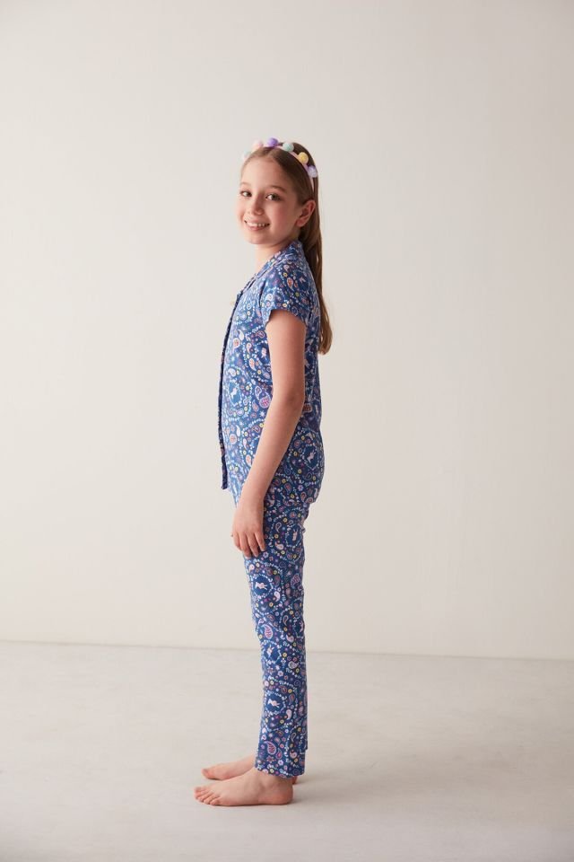 Kız Çocuk Bunny Paisley 2'li Gömlek Pijama Takımı