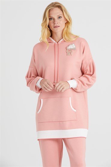 Hooded Tunic Pants Set PINK