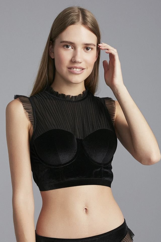 Women's Black Bloom Bustier
