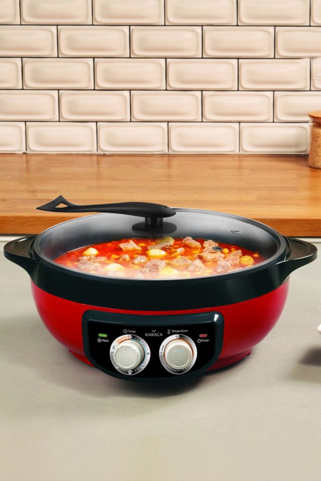 Mutfaksever 4in1 XXL Elektrikli Hızlı Pişirici Izgara/Sulu Yemek/Kızartma/Buharlı Tencere 2000 W