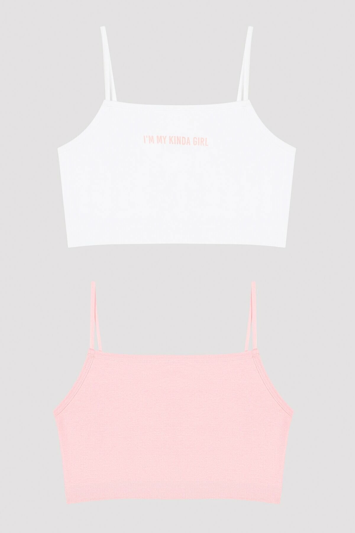 Pembe Beyaz Teen My Kinda Dikişsiz Seamless 2li Yarım Atlet