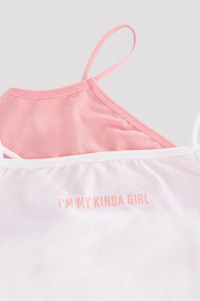 Pembe Beyaz Teen My Kinda Dikişsiz Seamless 2li Yarım Atlet