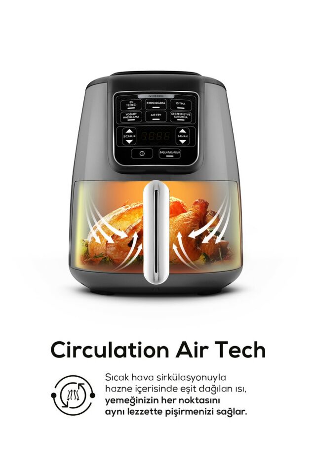 Air Pro Cook XL 2 in 1 Konuşan Airfryer Space Gray