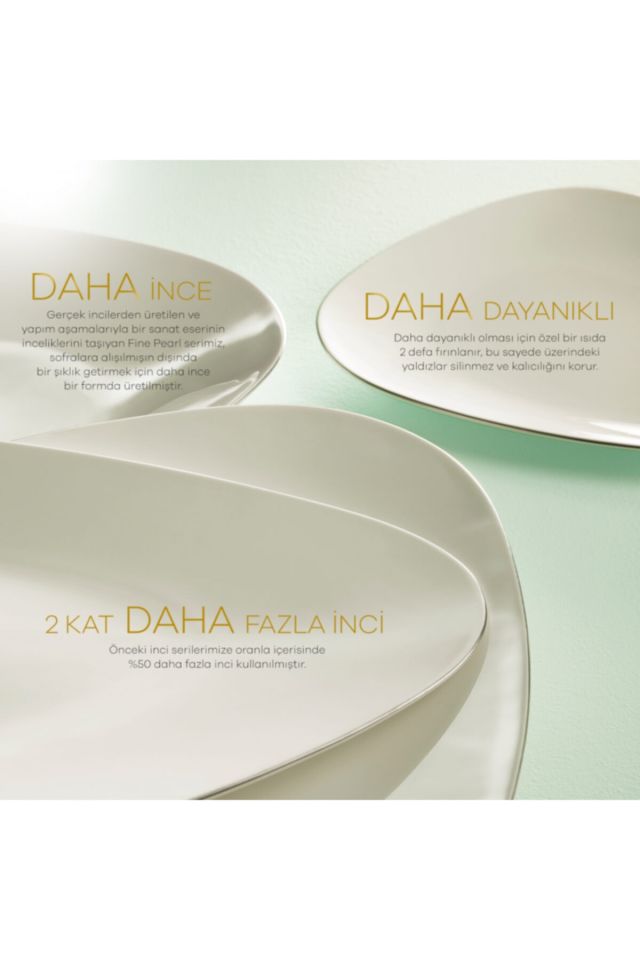 Karaca Home Fine Pearl Extra Trio Platin 62 Parça 12 Kişilik İnci Yemek Takımı
