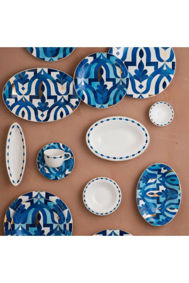 Karaca Home Fine Pearl Azur 62 Pieces Pearl Dinnerware Set for 12 Persons